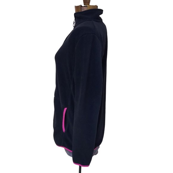Architect Black Pink Fleece Full Zip Jacket High Mock Neck Womens Large - Picture 2 of 9